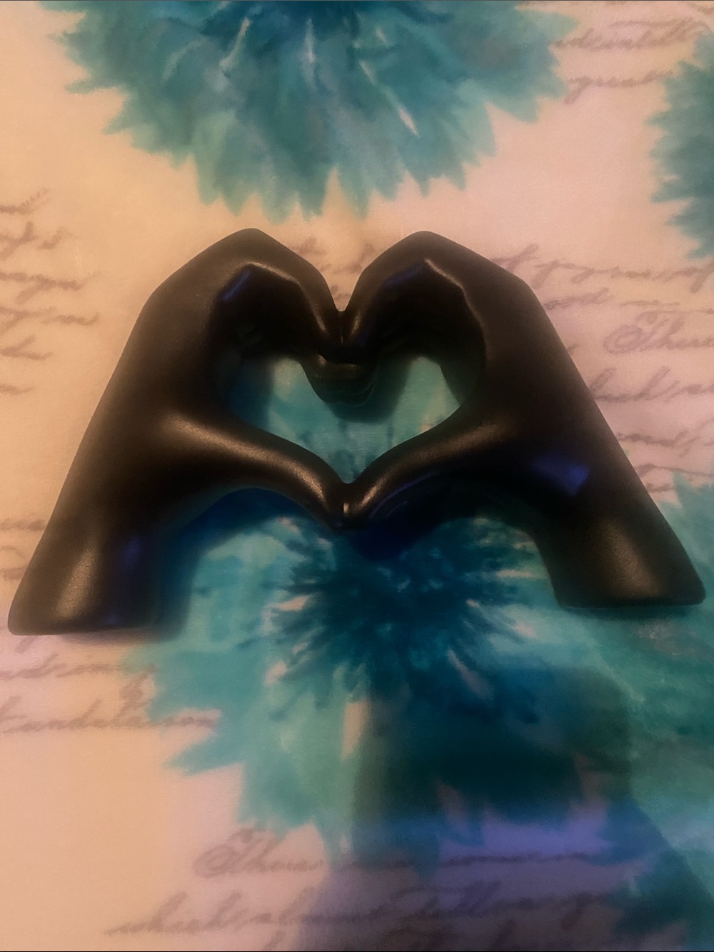 Black Decorative Hand Heart Accent Sculpture - Unbranded